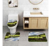 QRFASFZO Set Tappeti Bagno 3 Pezzi in Microfibra, Tappeti Assorbente Antiscivolo,Pastori rurali, fotografia di paesaggi rurali di pastori, promozione del turismo rurale e immag,Tappetini Doccia