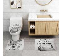 QRFASFZO Set Tappeti Bagno 3 Pezzi in Microfibra, Tappeti Assorbente Antiscivolo,Per favore, vai via, sto leggendo il logo, il cartello, citazioni ispiratrici e design di sizio,Tappetini Doccia