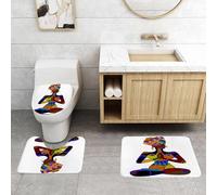 QRFASFZO Set Tappeti Bagno 3 Pezzi in Microfibra, Tappeti Assorbente Antiscivolo,persone che pregano i loro dei secondo lo stile etnico,Tappetini Doccia