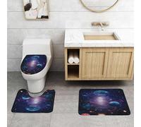 QRFASFZO Set Tappeti Bagno 3 Pezzi in Microfibra, Tappeti Assorbente Antiscivolo,Pianeta - Elementi di questa immagine forniti dalla NASA,Tappetini Doccia