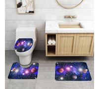 QRFASFZO Set Tappeti Bagno 3 Pezzi in Microfibra, Tappeti Assorbente Antiscivolo,Pianeti, stelle e galassie nello spazio mostrano la bellezza dell'esplorazione spaziale. Elemen,Tappetini Doccia