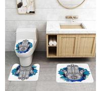QRFASFZO Set Tappeti Bagno 3 Pezzi in Microfibra, Tappeti Assorbente Antiscivolo,Pin di Sunpop Beauty su Tatuaggi Hamsa Tattoo,Tappetini Doccia