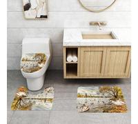 QRFASFZO Set Tappeti Bagno 3 Pezzi in Microfibra, Tappeti Assorbente Antiscivolo,Ponte Carlo e Città Vecchia di Praga. Repubblica Ceca,Tappetini Doccia