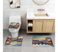 QRFASFZO Set Tappeti Bagno 3 Pezzi in Microfibra, Tappeti Assorbente Antiscivolo,Ponte Sant'Angelo e la Basilica di San Pietro, l'iconico ponte e cattedrale, Ponte Sant'Angelo,Tappetini Doccia