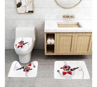 QRFASFZO Set Tappeti Bagno 3 Pezzi in Microfibra, Tappeti Assorbente Antiscivolo,Popstar Party, Jack Russel con occhiali da sole, cappello da festa e papillon, che canta una ca,Tappetini Doccia