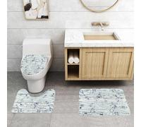 QRFASFZO Set Tappeti Bagno 3 Pezzi in Microfibra, Tappeti Assorbente Antiscivolo,Progetto di un aereo retrò, con la ripetizione di aerei antichi su carta millimetrata per comme,Tappetini Doccia