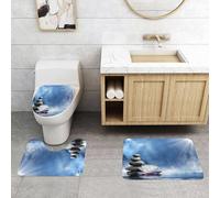 QRFASFZO Set Tappeti Bagno 3 Pezzi in Microfibra, Tappeti Assorbente Antiscivolo,purezza nel massaggio zen,Tappetini Doccia