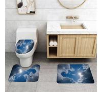 QRFASFZO Set Tappeti Bagno 3 Pezzi in Microfibra, Tappeti Assorbente Antiscivolo,Raggi di sole, nuvole, luce del sole dietro le nuvole, luce dal cielo,Tappetini Doccia