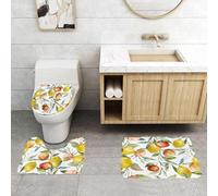 QRFASFZO Set Tappeti Bagno 3 Pezzi in Microfibra, Tappeti Assorbente Antiscivolo,Rami di clementine naturali di limone e arancia, deliziosi frutti della stagione invernale, des,Tappetini Doccia