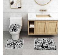 QRFASFZO Set Tappeti Bagno 3 Pezzi in Microfibra, Tappeti Assorbente Antiscivolo,Retro, Soul Rock Academy Scuola di musica a tema Chitarra elettrica,Tappetini Doccia