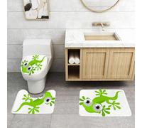 QRFASFZO Set Tappeti Bagno 3 Pezzi in Microfibra, Tappeti Assorbente Antiscivolo,Rettile, lucertola carina che ci guarda, creatura animale primitiva, natura, animazione, design,Tappetini Doccia