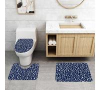 QRFASFZO Set Tappeti Bagno 3 Pezzi in Microfibra, Tappeti Assorbente Antiscivolo,Ripeti il disegno di stelle bianche su sfondo blu scuro, creando un cielo notturno da sogno,Tappetini Doccia