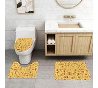 QRFASFZO Set Tappeti Bagno 3 Pezzi in Microfibra, Tappeti Assorbente Antiscivolo,Ritmo caldo che ripete forme, diamanti e intrecci che si intrecciano, arazzi dai colori caldi,Tappetini Doccia