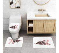 QRFASFZO Set Tappeti Bagno 3 Pezzi in Microfibra, Tappeti Assorbente Antiscivolo,Ritratto di un tico maialino sdraiato con le gambe distese isolato su sfondo bianco,Tappetini Doccia