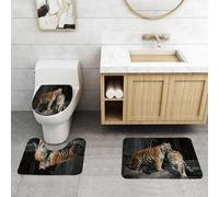 QRFASFZO Set Tappeti Bagno 3 Pezzi in Microfibra, Tappeti Assorbente Antiscivolo,Ritratto di una tigre reale del Bengala,Tappetini Doccia