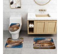 QRFASFZO Set Tappeti Bagno 3 Pezzi in Microfibra, Tappeti Assorbente Antiscivolo,Roma. Il Colosseo al tramonto,Tappetini Doccia