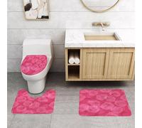 QRFASFZO Set Tappeti Bagno 3 Pezzi in Microfibra, Tappeti Assorbente Antiscivolo,Rosa, sfumature di rosa con delicata flora stagionale Romantico1,Tappetini Doccia