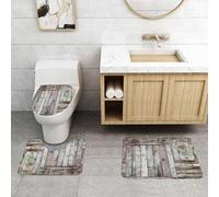 QRFASFZO Set Tappeti Bagno 3 Pezzi in Microfibra, Tappeti Assorbente Antiscivolo,Rustico, Vecchio fienile rustico con porta, Cottage Country Cabin tema rurale mistico ingresso,Tappetini Doccia