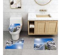 QRFASFZO Set Tappeti Bagno 3 Pezzi in Microfibra, Tappeti Assorbente Antiscivolo,Santorini, edifici imbiancati, mulini a vento e il Mar Egeo sotto la splendida luce del sole, c,Tappetini Doccia