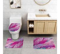 QRFASFZO Set Tappeti Bagno 3 Pezzi in Microfibra, Tappeti Assorbente Antiscivolo,Scarabocchi di foglie di monstera con motivo tropicale senza soluzione di continuità. Carta da,Tappetini Doccia