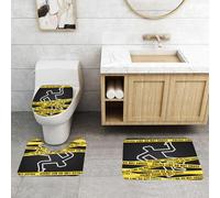 QRFASFZO Set Tappeti Bagno 3 Pezzi in Microfibra, Tappeti Assorbente Antiscivolo,Scena del delitto, contorno delle vittime disegnato con il gesso e bande gialle,Tappetini Doccia