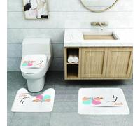 QRFASFZO Set Tappeti Bagno 3 Pezzi in Microfibra, Tappeti Assorbente Antiscivolo,Scena stravagante, cicogna che trasporta bambini sorridenti, diffondendo la gioia dei nuovi arr,Tappetini Doccia