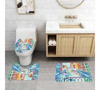 QRFASFZO Set Tappeti Bagno 3 Pezzi in Microfibra, Tappeti Assorbente Antiscivolo,Schizzo di paesaggio colorato di Venezia del Ponte dei Sospiri nella scena artistica di Venezia,Tappetini Doccia