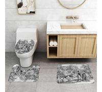 QRFASFZO Set Tappeti Bagno 3 Pezzi in Microfibra, Tappeti Assorbente Antiscivolo,Schizzo storico d'epoca della Rivoluzione francese con Napoleone e una donna in un giardino, op,Tappetini Doccia