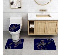 QRFASFZO Set Tappeti Bagno 3 Pezzi in Microfibra, Tappeti Assorbente Antiscivolo,Segno zodiacale Scorpione su uno sfondo di cielo stellato con lo schema delle stelle nella cost,Tappetini Doccia