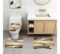 QRFASFZO Set Tappeti Bagno 3 Pezzi in Microfibra, Tappeti Assorbente Antiscivolo,Set da safari, leopardo che riposa sotto un cielo nuvoloso drammatico, stampa naturalistica di,Tappetini Doccia