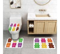 QRFASFZO Set Tappeti Bagno 3 Pezzi in Microfibra, Tappeti Assorbente Antiscivolo,Set di bellissimi orsetti gommosi realistici e colorati. Caramelle dolci. Gusti mirtillo, aranc,Tappetini Doccia