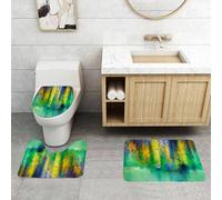 QRFASFZO Set Tappeti Bagno 3 Pezzi in Microfibra, Tappeti Assorbente Antiscivolo,Set di fiori ad acquerello, stile astratto, primaverile, floreale, acquarello,Tappetini Doccia