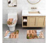 QRFASFZO Set Tappeti Bagno 3 Pezzi in Microfibra, Tappeti Assorbente Antiscivolo,Set Wanderlust, centro storico medievale in Toscana, centro storico mediterraneo,Tappetini Doccia