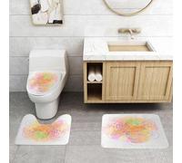 QRFASFZO Set Tappeti Bagno 3 Pezzi in Microfibra, Tappeti Assorbente Antiscivolo,Sfondo astratto con geometria sacra. Alchimia, religione, filosofia, spiritualità, simboli ed e,Tappetini Doccia