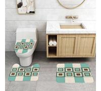 QRFASFZO Set Tappeti Bagno 3 Pezzi in Microfibra, Tappeti Assorbente Antiscivolo,Sfondo con motivo senza soluzione di continuità sto da una varietà di quadrati multicolori.,Tappetini Doccia
