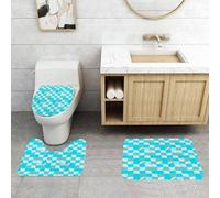 QRFASFZO Set Tappeti Bagno 3 Pezzi in Microfibra, Tappeti Assorbente Antiscivolo,Sfondo con motivo senza soluzione di continuità sto da una varietà di quadrati multicolori.,Tappetini Doccia