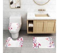 QRFASFZO Set Tappeti Bagno 3 Pezzi in Microfibra, Tappeti Assorbente Antiscivolo,Sfondo di fiori ad acquerello per un bellissimo design vettoriale,Tappetini Doccia