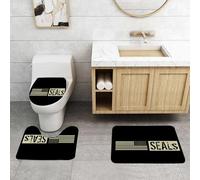 QRFASFZO Set Tappeti Bagno 3 Pezzi in Microfibra, Tappeti Assorbente Antiscivolo,Sigillo commemorativo, grafico con la bandiera americana e la parola sigillo per celebrare le,Tappetini Doccia