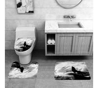 QRFASFZO Set Tappeti Bagno 3 Pezzi in Microfibra, Tappeti Assorbente Antiscivolo,Silhouette di un animale che urla su una scogliera sotto la luna piena, cielo drammatico e mist,Tappetini Doccia