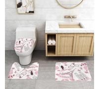QRFASFZO Set Tappeti Bagno 3 Pezzi in Microfibra, Tappeti Assorbente Antiscivolo,Simboli di Parigi senza soluzione di continuità. Viaggio romantico a Parigi. Vettore,Tappetini Doccia