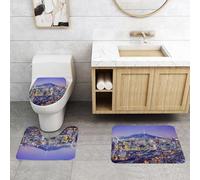 QRFASFZO Set Tappeti Bagno 3 Pezzi in Microfibra, Tappeti Assorbente Antiscivolo,Skyline della città di Seul, Corea del Sud, al crepuscolo.,Tappetini Doccia