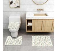 QRFASFZO Set Tappeti Bagno 3 Pezzi in Microfibra, Tappeti Assorbente Antiscivolo,Slot machine, foglie tropicali, fiori e noci, pigra, con tema tropicale, tra fiori ed elementi,Tappetini Doccia