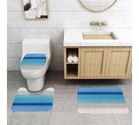 QRFASFZO Set Tappeti Bagno 3 Pezzi in Microfibra, Tappeti Assorbente Antiscivolo,Spiaggia tranquilla, acqua azzurra e spiaggia sabbiosa incontaminata, uno scorcio del paradiso,Tappetini Doccia