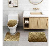 QRFASFZO Set Tappeti Bagno 3 Pezzi in Microfibra, Tappeti Assorbente Antiscivolo,Stampa artistica vittoriana, classica vintage dei tempi antichi con motivo floreale a foglia, s,Tappetini Doccia