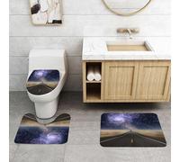 QRFASFZO Set Tappeti Bagno 3 Pezzi in Microfibra, Tappeti Assorbente Antiscivolo,Surrealista, Autostrada che porta alla Via Lattea, Nebulosa, Cielo, Vita Mistica, Immagine Fant,Tappetini Doccia