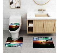 QRFASFZO Set Tappeti Bagno 3 Pezzi in Microfibra, Tappeti Assorbente Antiscivolo,Teatro musicale, pianoforte a coda sul palco, concerto astratto e colorato,Tappetini Doccia