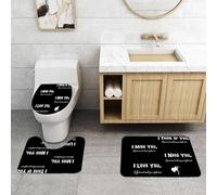 QRFASFZO Set Tappeti Bagno 3 Pezzi in Microfibra, Tappeti Assorbente Antiscivolo,Testo bianco su sfondo nero: Ti penso, Mi manchi, Ho bisogno di te, Ti amo,Tappetini Doccia