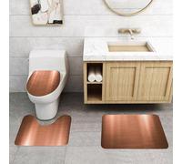 QRFASFZO Set Tappeti Bagno 3 Pezzi in Microfibra, Tappeti Assorbente Antiscivolo,Texture di sfondo metallico, uno sfondo di rame lucido e striato con affascinanti riflessi di l,Tappetini Doccia