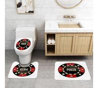 QRFASFZO Set Tappeti Bagno 3 Pezzi in Microfibra, Tappeti Assorbente Antiscivolo,Torneo di poker, fiches da casinò con la parola poker al suo interno,Tappetini Doccia