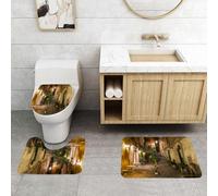 QRFASFZO Set Tappeti Bagno 3 Pezzi in Microfibra, Tappeti Assorbente Antiscivolo,Tovagliette lavabili, italiane, vecchio cortile Roma Italia Cafe Stüh,Tappetini Doccia